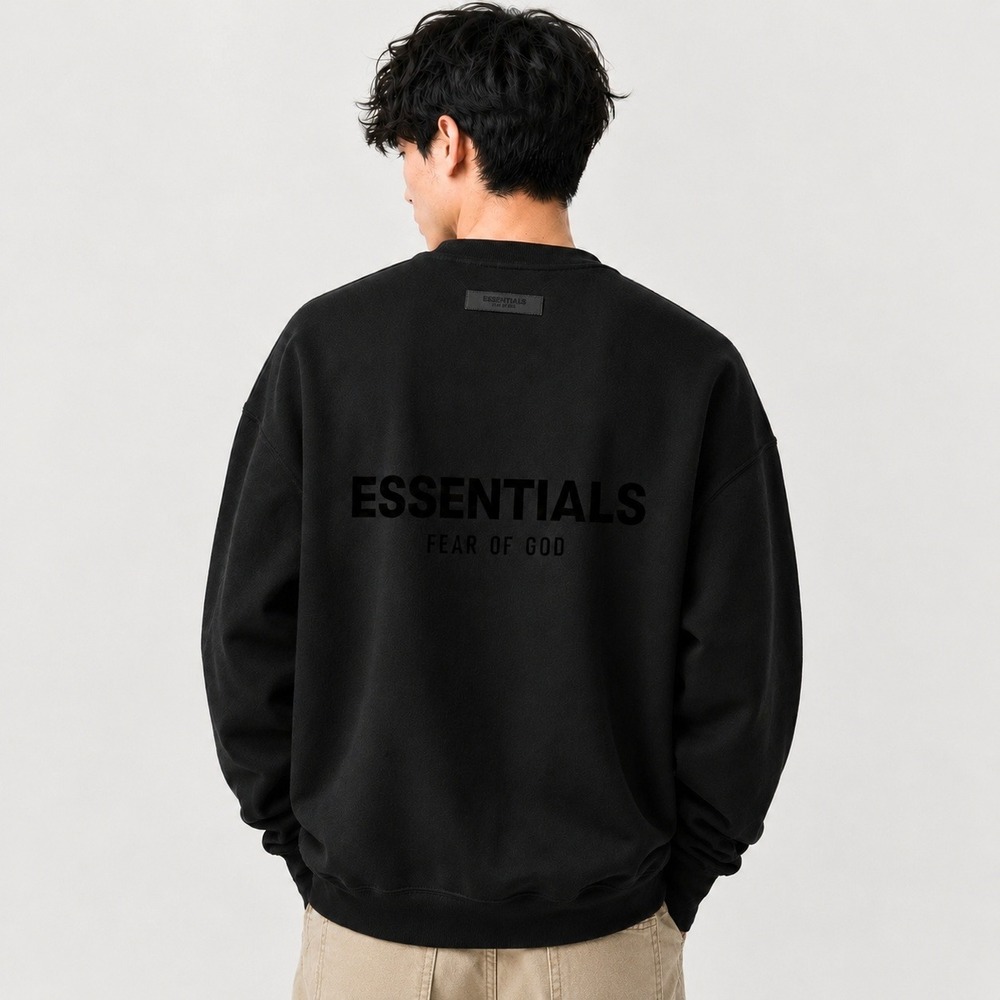 Fear Of God Essentials Crewneck Sweatshirt XXS Black Relaxed Oversized Fleece